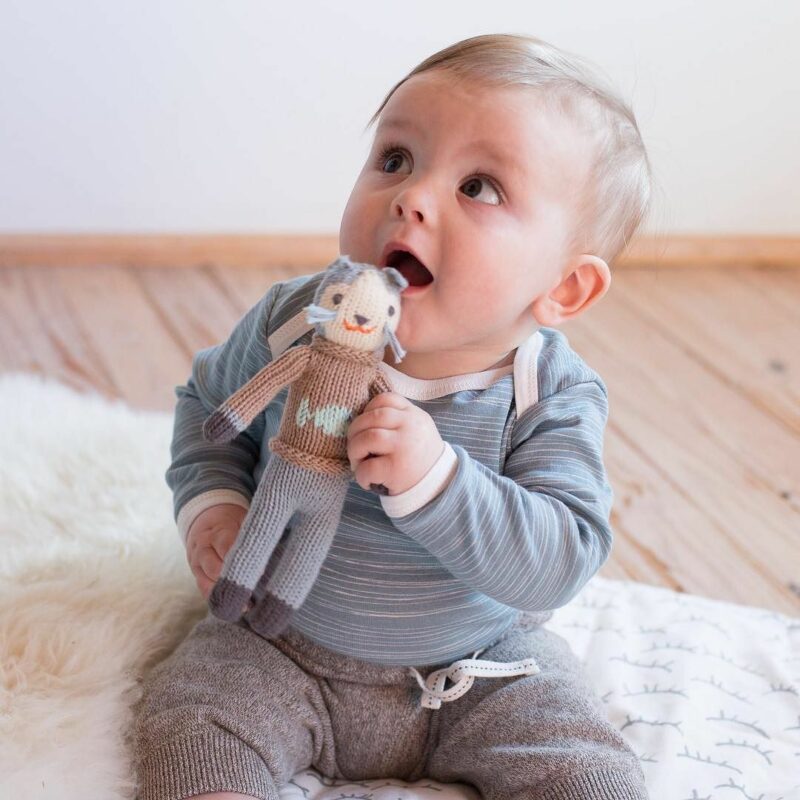 Hand-knit Cat Rattle for Babies