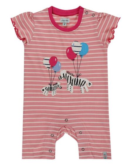 Pink Stripe Zebra Romper Lilly and Sid