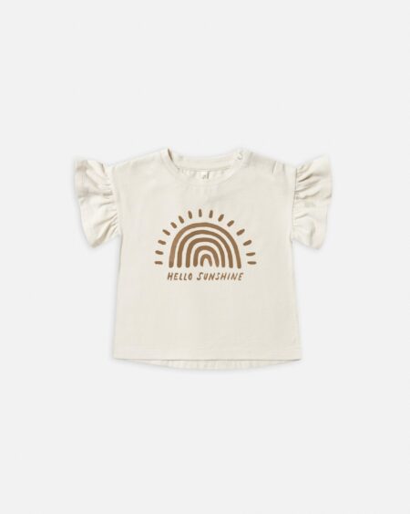 Rylee Cru Flutter Sleeve T-shirt with Rainbow Sunshine Print Hello Sunshine