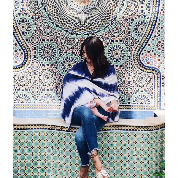 Indigo Tie Dye Nursing Cover Poncho