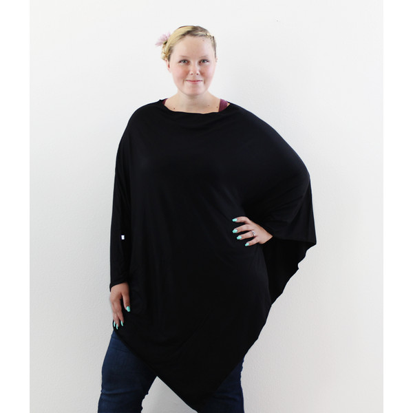 Black Nursing Cover Poncho Plus Size