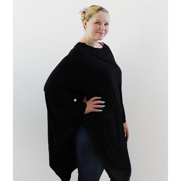 Black Nursing Cover Poncho Plus Size