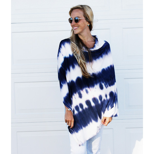 Indigo Tie Dye Nursing Cover Poncho