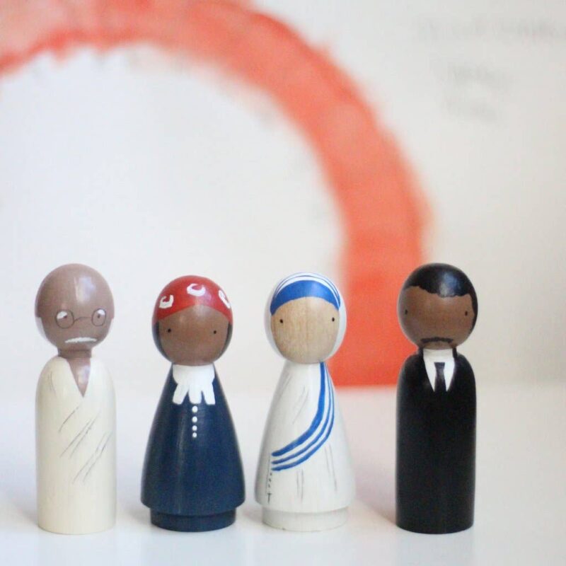 Organic Peace Makers Handmade Wooden Figurines Peg Dolls by Goose Grease