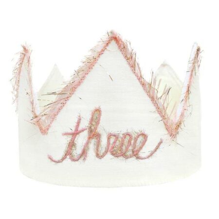 oh baby! Three Blush Linen Birthday Crown