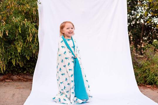 Organic Bamboo Toddler Blanket by Kyte Baby in Blue Horse