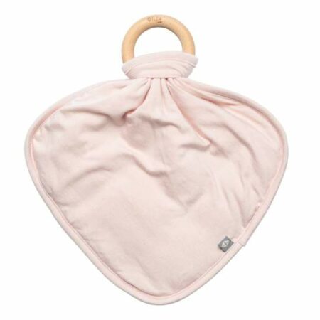 Kyte Baby Light Pink Blush Fabric Lovey with Wooden Teether Ring