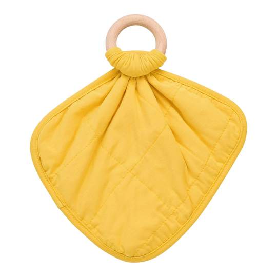 Kyte Baby Yellow Pinnapple Fabric Lovey with Wooden Teether Ring