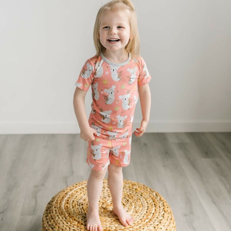 Little Sleepies Coral Koalas Short Sleeve and Shorts Bamboo Viscose Two-Piece Pajama Set