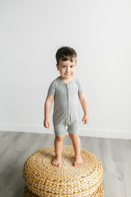 Little Sleepies Heather Gray Shorty Bamboo Viscose Zippy