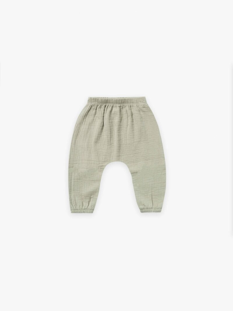 Quincy Mae Woven Harem Pant In Sage