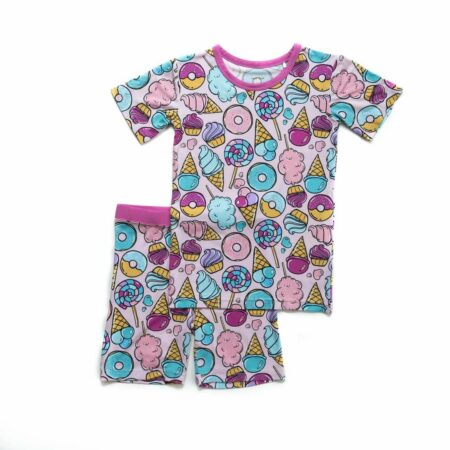 Little Sleepies Pink Sweet Treats Short Sleeve and Shorts Bamboo Viscose Pajama Set