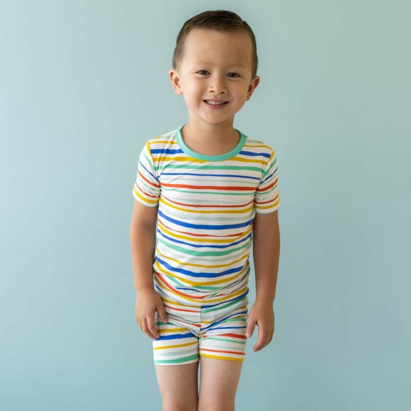 Little Sleepies Summer Stripe Short Sleeve and Shorts Bamboo Viscose Pajama Set