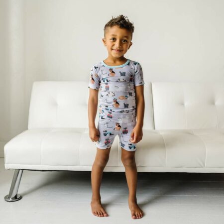 Little Sleepies Blue Cool Cats Short Sleeve and Shorts Bamboo Viscose Pajamas