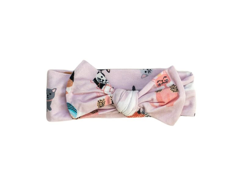 Little Sleepies Pink Cool Cats Bamboo Bow Headband