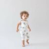 Kyte BABY Zippered Sleeveless Romper in Aloe Rainbow