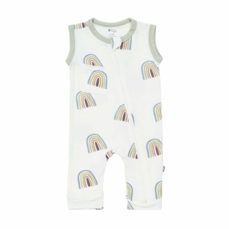 Kyte BABY Zippered Sleeveless Romper in Aloe Rainbow