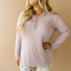 Little Sleepies Dusty Mauve Fall Leaves Bamboo Women's Long Sleeve Pajama Top