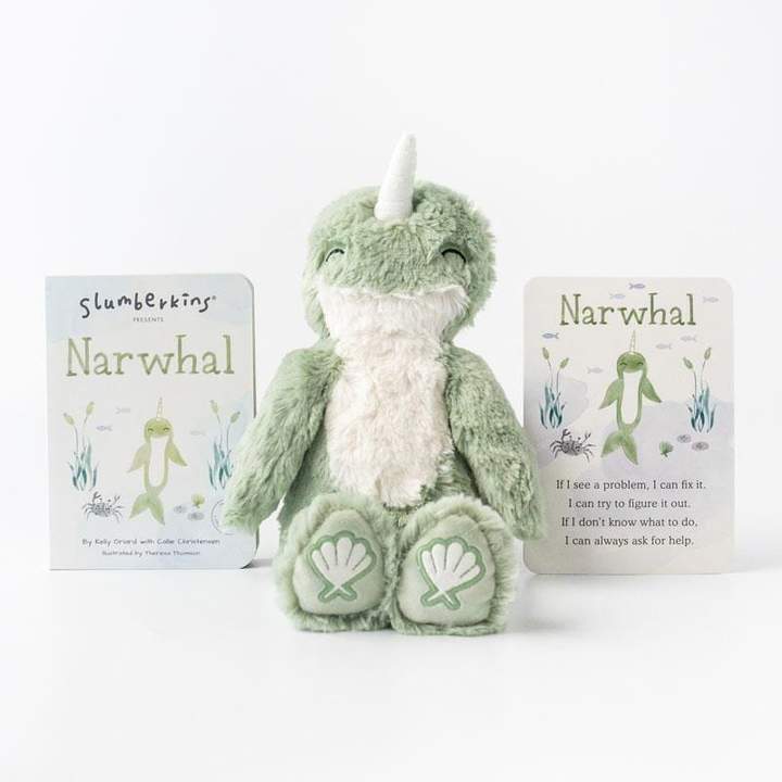Slumberkins Narwhal Kin and Board Book Set for Growth Mindset
