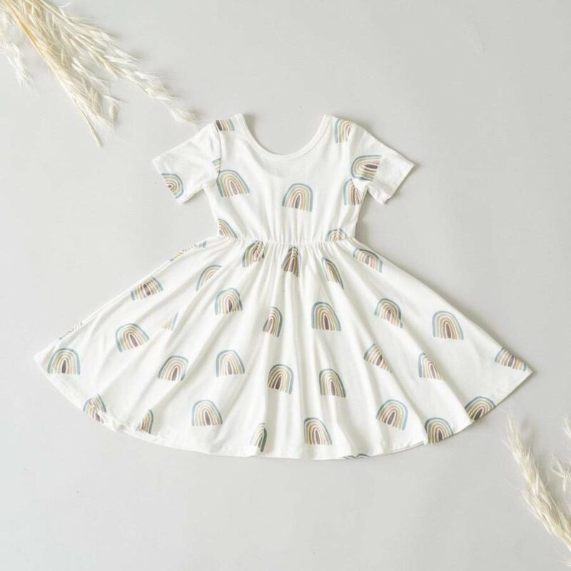 Kyte BABY Twirl Dress in Aloe Rainbow