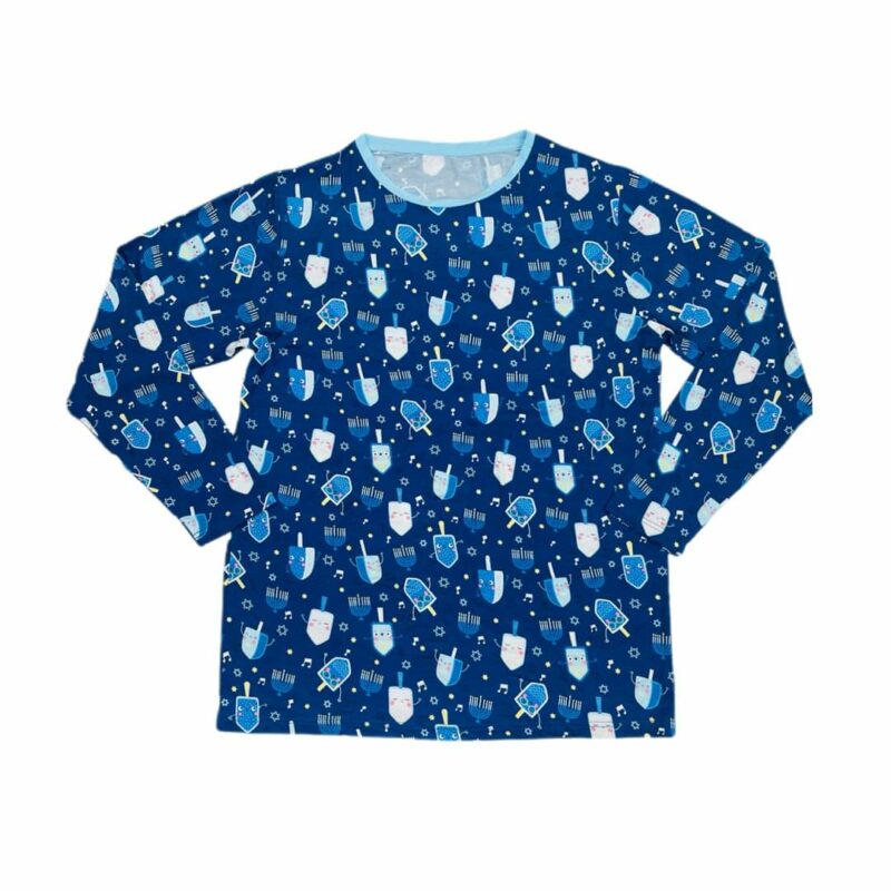 Little Sleepies Dancing Dreidels Men's Long-Sleeve Bamboo Viscose Pajama Top