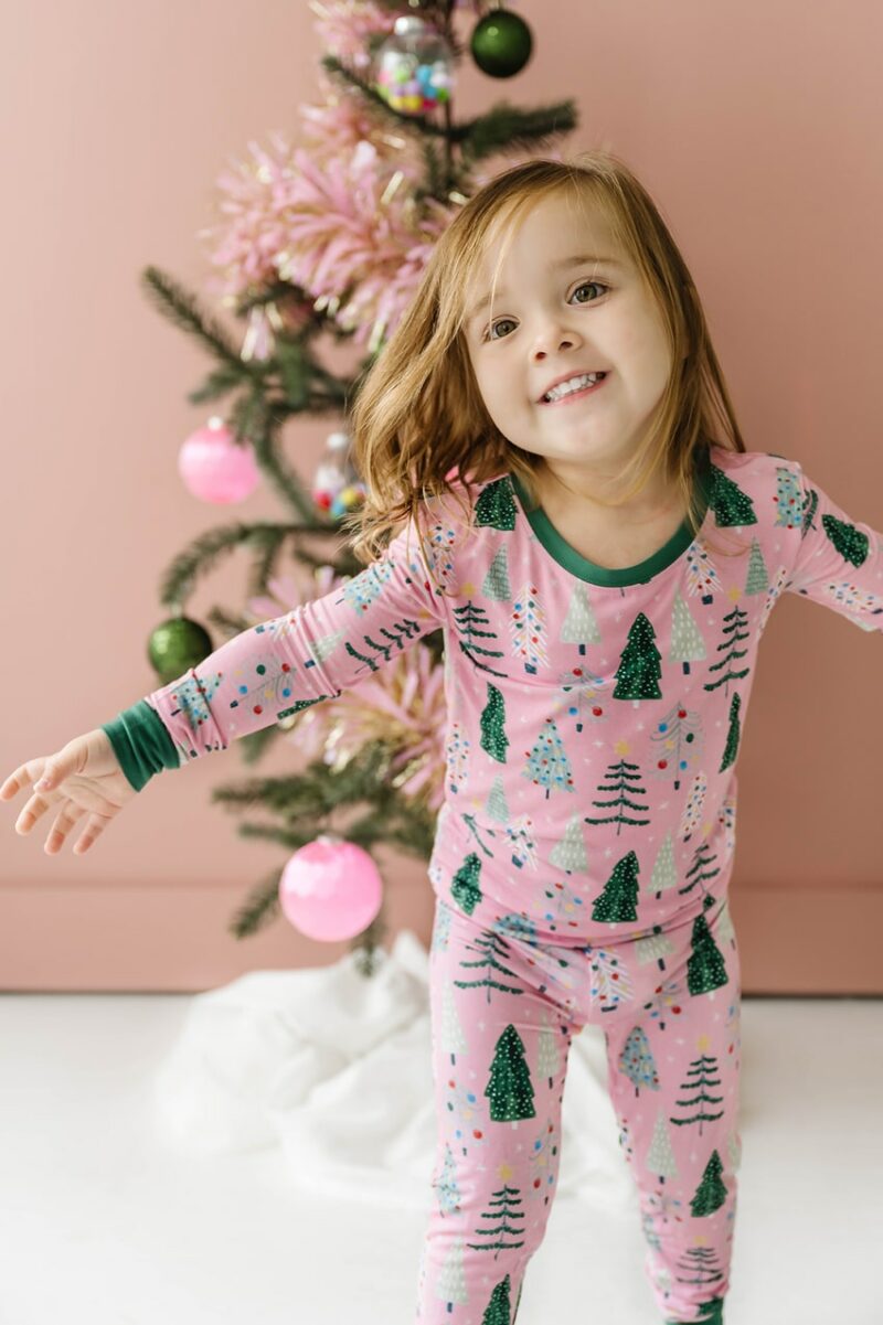 Little Sleepies Pink Twinkling Trees Pajama Set for Kids