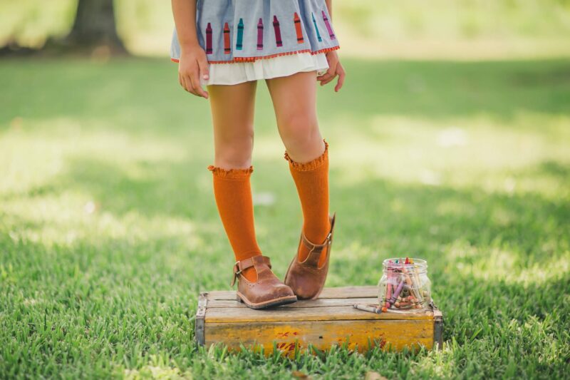 Little Stocking Co Pumpkin Lace Top Knee High Socks