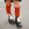 Little Stocking Co Pumpkin Lace Top Knee High Socks