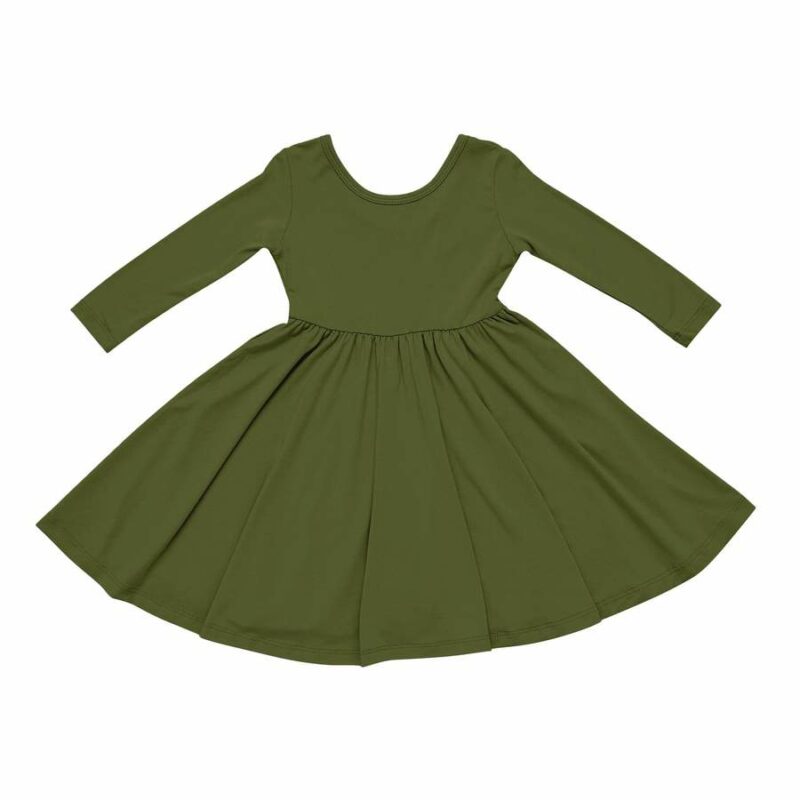 Kyte BABY Long Sleeve Twirl Dress in Olive