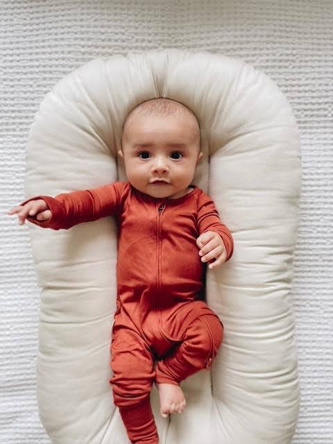 Tenth & Pine Chestnut Bamboo Viscose Zippered Romper