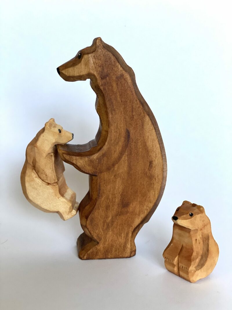 Poppy Baby Co Brown Bear Mother with Cubs Stacking Wooden Toy