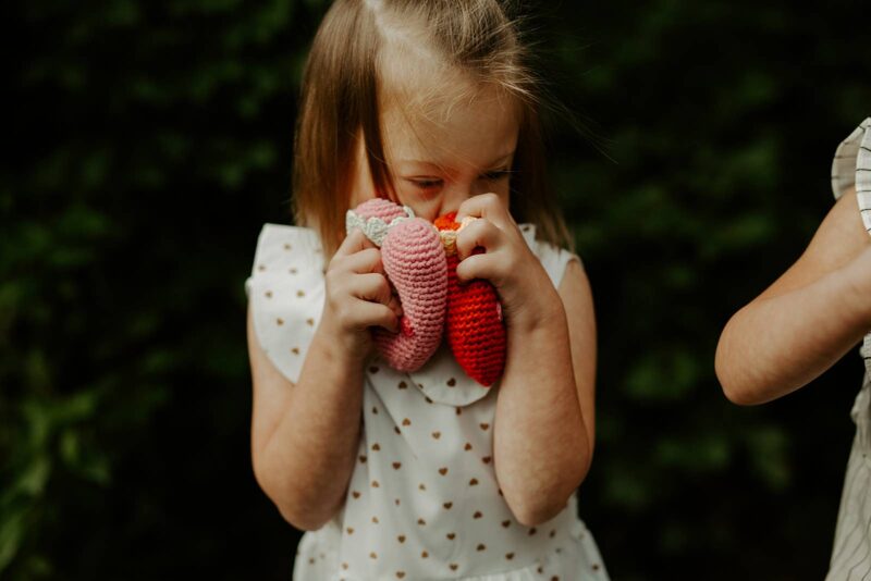 Pebble Red Heart Knit Rattle