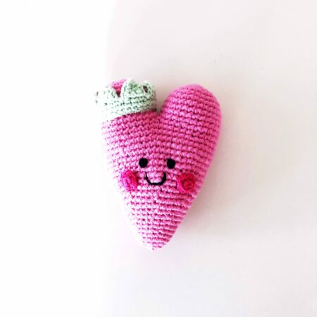 Pebble Pink Heart Knit Rattle
