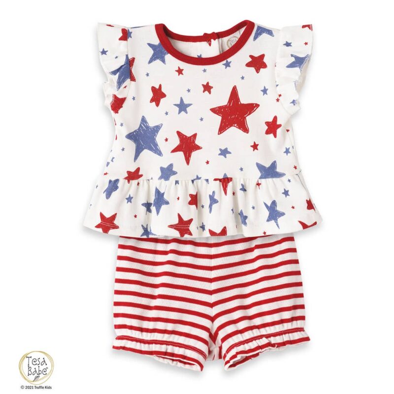 Tesa Babe Stars and Stripes Top and Bloomers Outfit Set