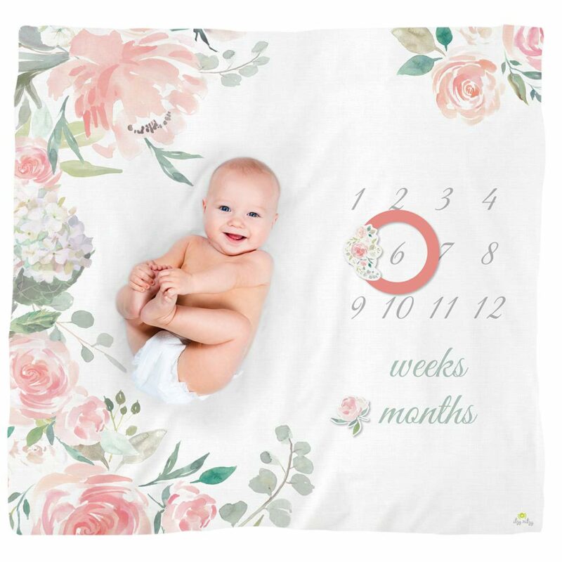 Cutie Captures Floral Milestone Blanket