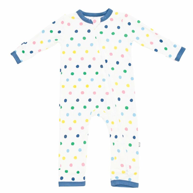 Kyte BABY Zippered Romper in Spring Polka Dots