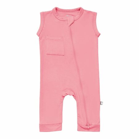 Kyte BABY Sleeveless Zippered Romper in Rose