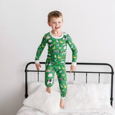 Little Sleepies Green Farm Animals Bamboo Viscose Pajama Set