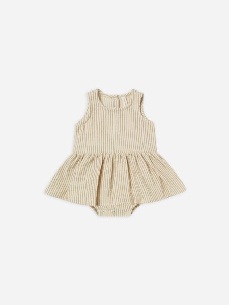 Quincy Mae Ocre Stripe Skirted Tank Onepiece