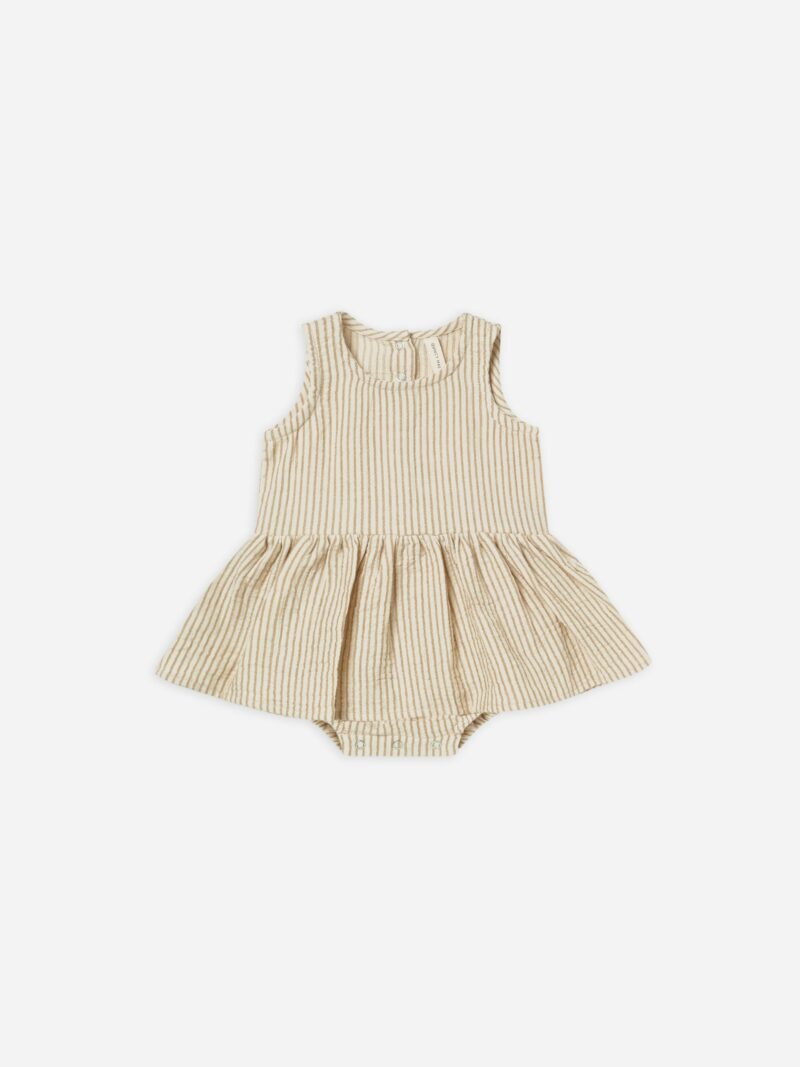 Quincy Mae Ocre Stripe Skirted Tank Onepiece