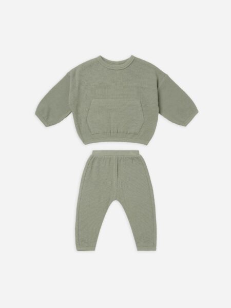 Quincy Mae Spruce Waffle Tee and Pant Set