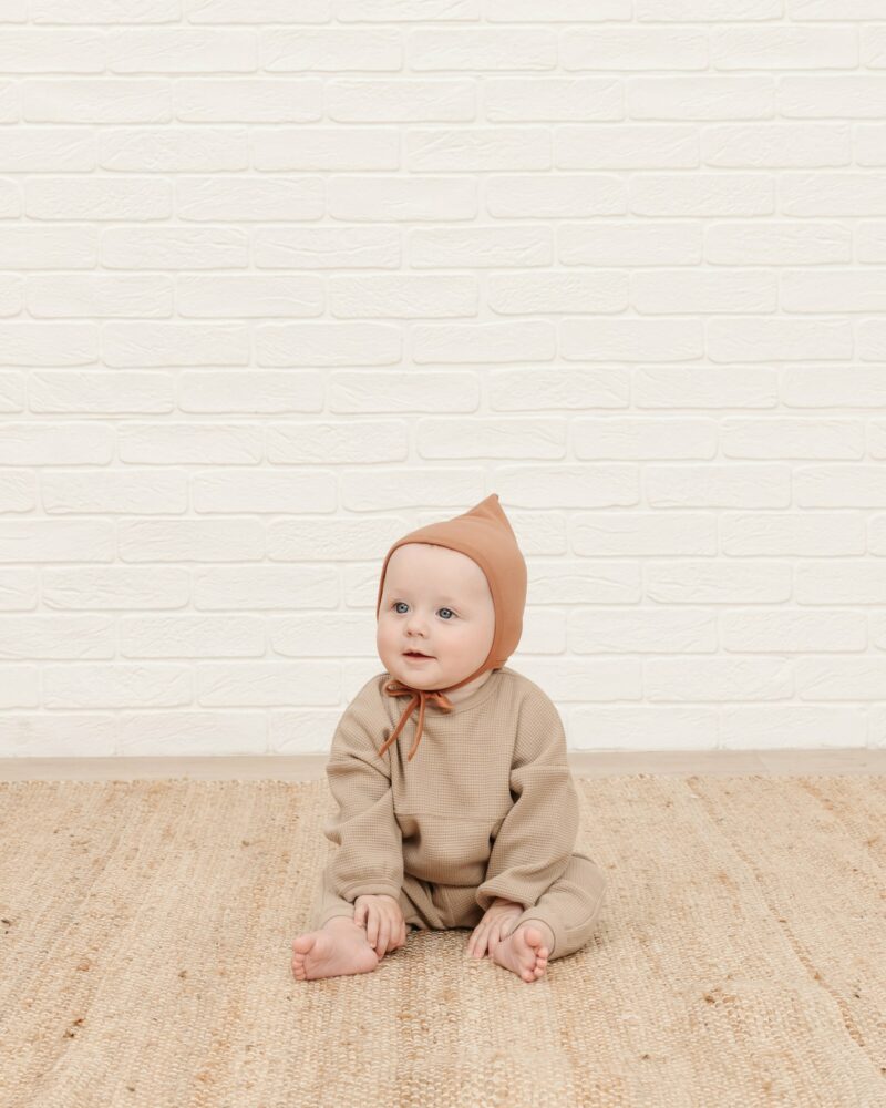 Quincy Mae Warm Grey Waffle Tee and Pant Set