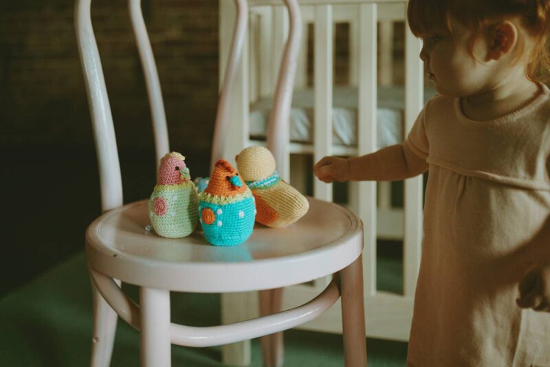 Pebble Chicken Rattle in Turquoise