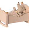 Maileg Baby Mouse Cradle in Rose
