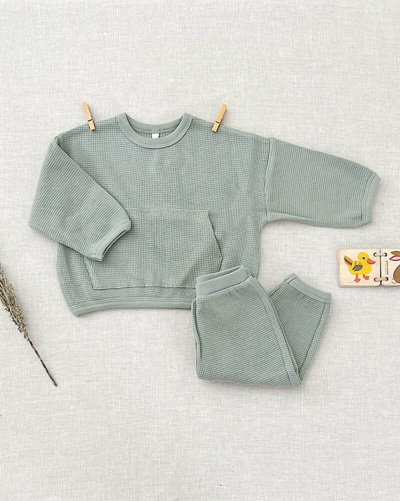 Quincy Mae Spruce Waffle Tee and Pant Set