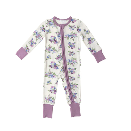 Angel Dear Lily of the Valley Ruffled Bamboo Viscose Zipper Romper