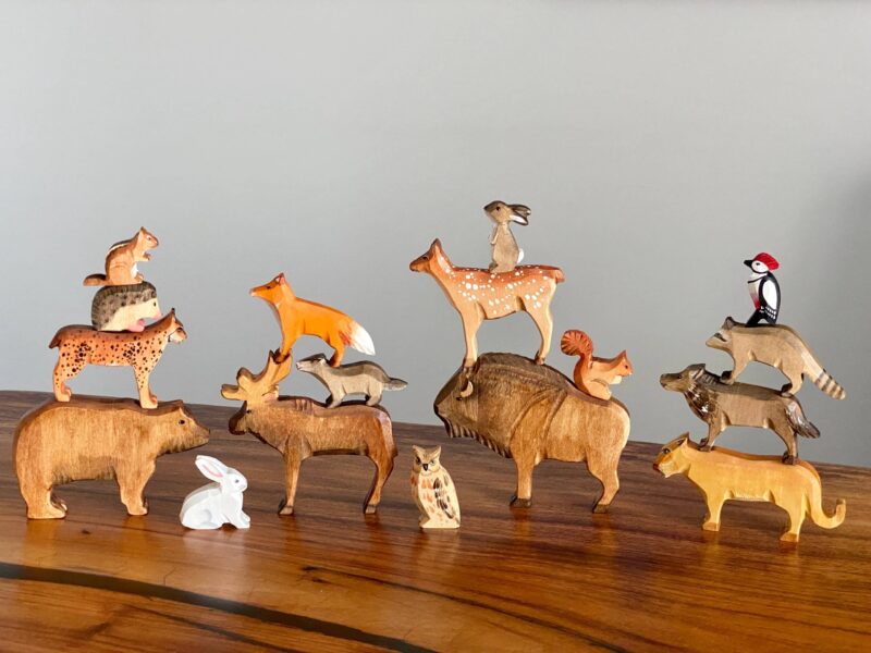 PoppyBaby Co Woodland Animals Wooden Figurine Set of 17
