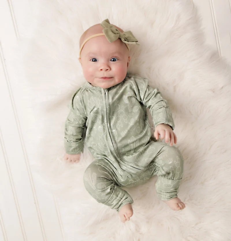 Sage Cactus Bamboo Viscose Sleeper from Butterscotch Babies