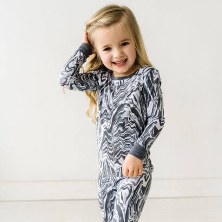 Little Sleepies Gray Marble Swirl Two-Piece Bamboo Viscose Pajama Set