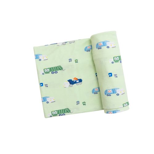 Angel Dear Recycling Trucks Bamboo Viscose Swaddle Blanket